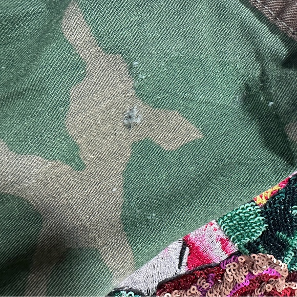 Josie Bruno Vintage Camo Cropped Embellished Military Jacket, Size Small - Picture 16 of 16